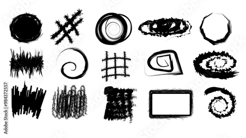 Small strokes, borders, dividers for your design. Grunge stroke collection hand-drawn sketches in children's style Doodles Stencils in black ink artistic graphic insert, black grunge brush strokes and