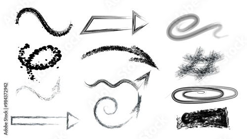 Grunge tiny underlines, borders, dividers for your design . Straight grunge stroke collection.Black ink stencils. Artistic graphic box, black boots, grunge brush strokes and grunge frames for text.