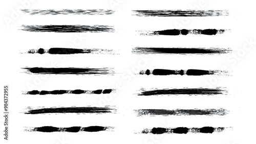 Wallpaper Mural Grunge tiny underlines, borders, dividers for your design . Straight grunge stroke collection.Black ink stencils. Artistic graphic box, black boots, grunge brush strokes and grunge frames for text. Torontodigital.ca