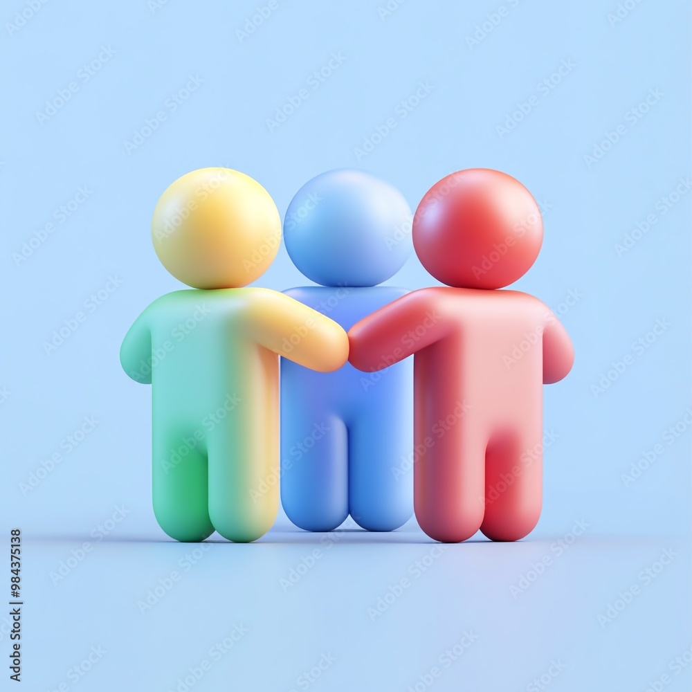 3D Collaboration Icon: Working Together for Success Logo Illustration 3D Collaboration Icon: Working Together for Success Logo Illustration