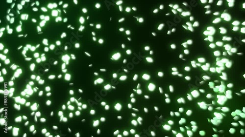 a green glowing circle shattering into fragments . background motion animation.