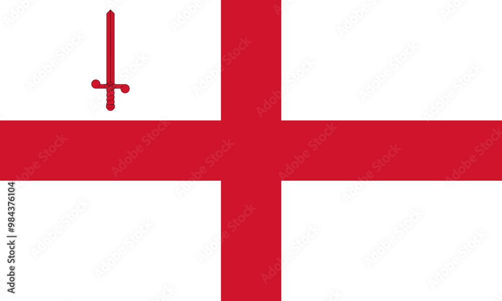 Flag of City of London (England, United Kingdom of Great Britain and Northern Ireland, uk) ceremonial county, local government district and central business district, Flag of City of London (England, United Kingdom of Great Britain and Northern Ireland, uk) ceremonial county, local government district and central business district,