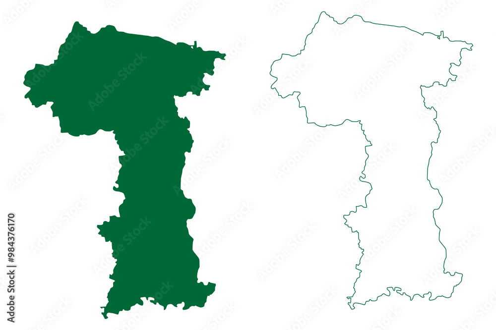Obraz premium Madhepura district (Bihar State, Kosi division, Republic of India) map vector illustration, scribble sketch Madhepura map