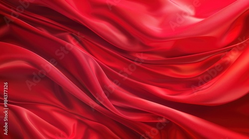 Flowing red silk fabric folds. Abstract design for wallpaper, banner, and background.