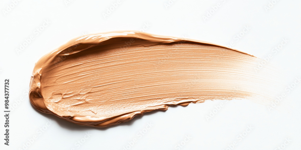 Close-up of a creamy beige foundation swatch, showcasing texture and smooth application, ideal for beauty and cosmetics themes.
