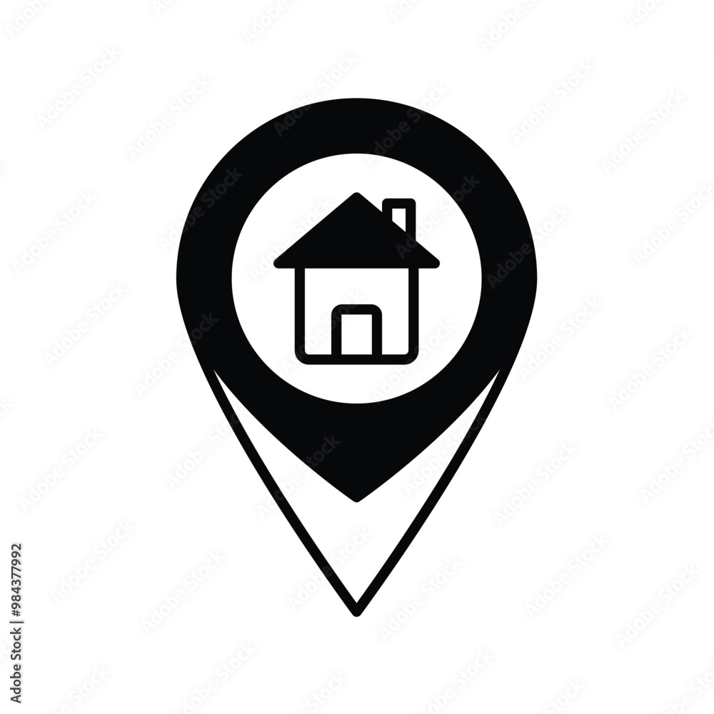 home location glyph icon with white background vector stock illustration home location glyph icon with white background vector stock illustration