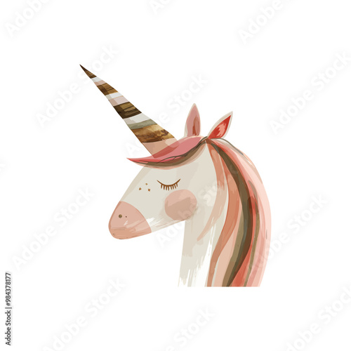 Cute unicorn with pastel mane. Vector illustration design.