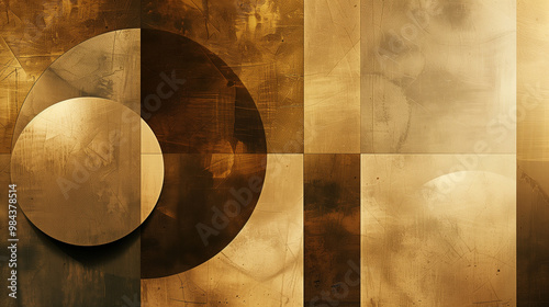 Wallpaper Mural Bold geometric abstract design with overlapping gold and beige circular shapes creating a textured modern pattern. Torontodigital.ca
