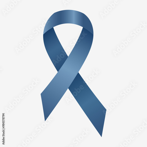Blue jeans ribbon awareness Congenital and Genetic Diseases. Isolated on white background. Vector illustration.
