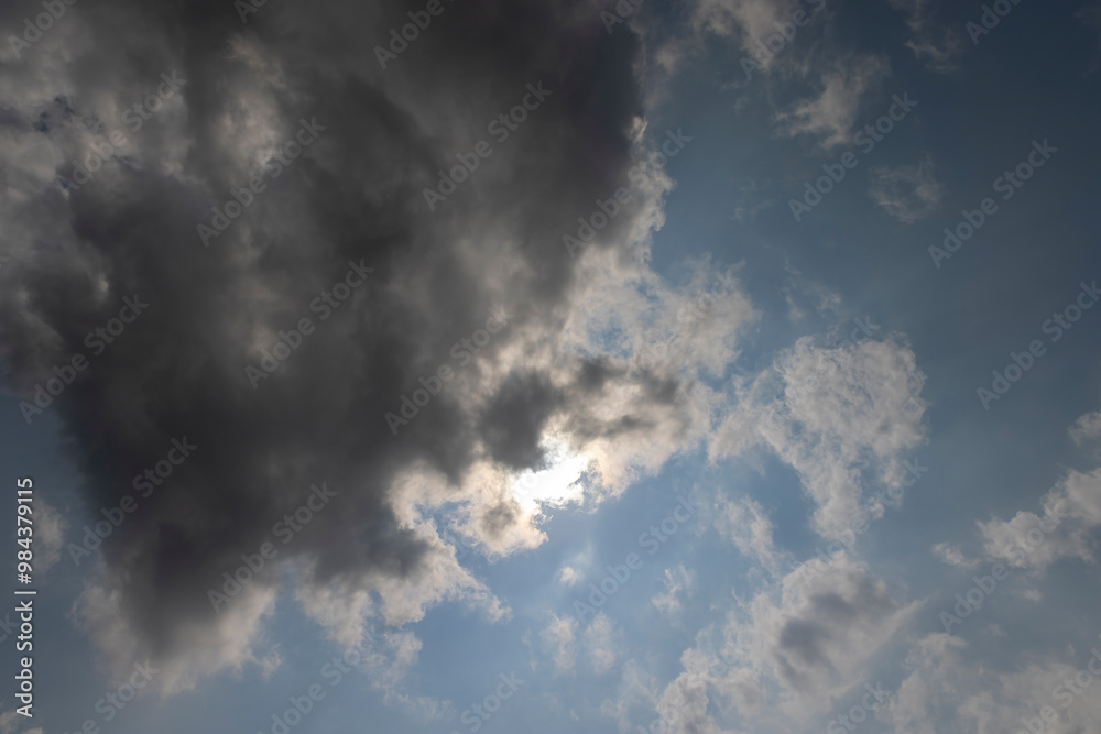 Fototapeta premium blue sky with clouds and sun