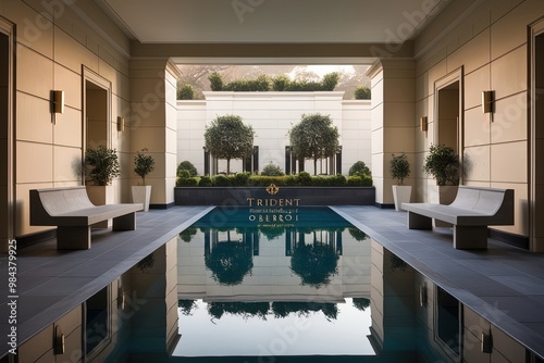 A serene and opulent scene at the entrance of The Trident Oberoi Gurgaon photo