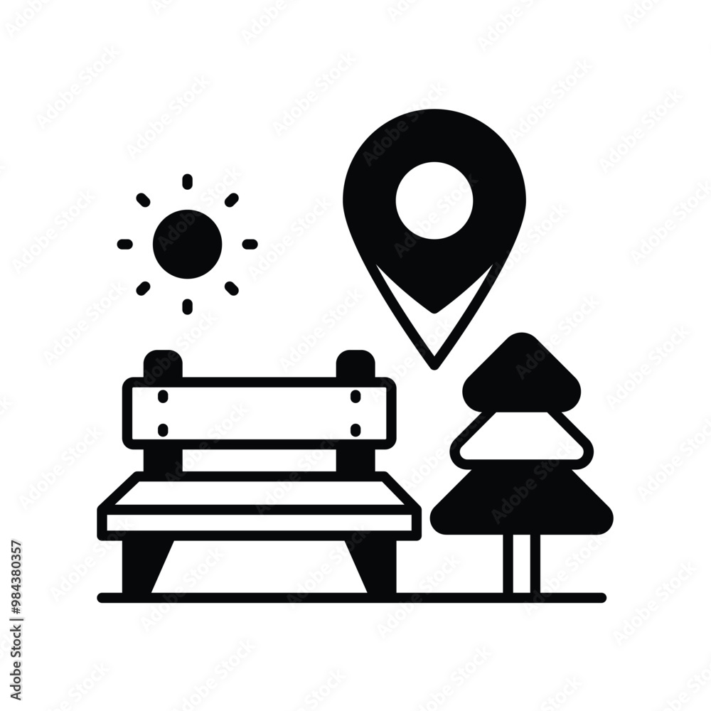 park location glyph icon with white background vector stock illustration park location glyph icon with white background vector stock illustration