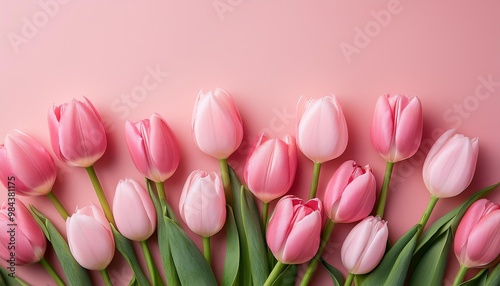 Pink tulips on a pink background