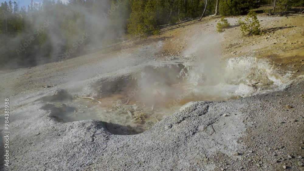 custom made wallpaper toronto digitalCinematic shot of thermal steam vent in Yellowstone National Park, USA