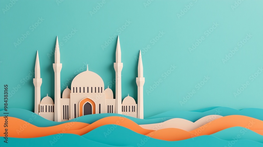 Blue Mosque, Istanbul, domes and minarets with fine cuts, paper craft Blue Mosque, Istanbul, domes and minarets with fine cuts, paper craft