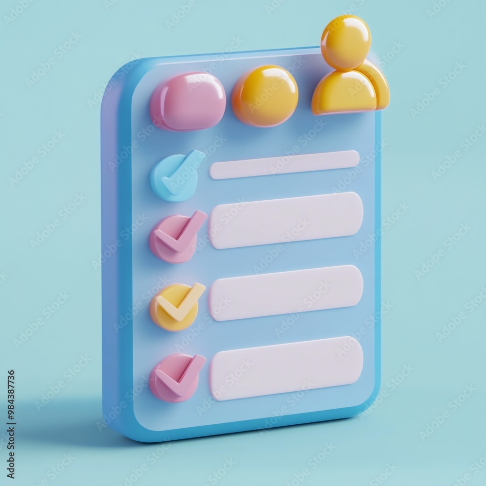 3D Task List Icon: Organizing Team Responsibilities Logo Illustration 3D Task List Icon: Organizing Team Responsibilities Logo Illustration