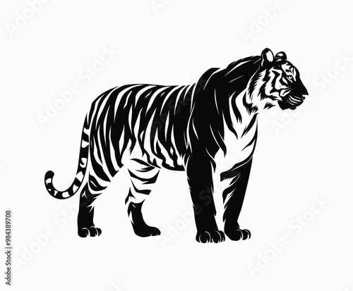 Wild animal tiger silhouette EPS vector isolated illustration template on a white background