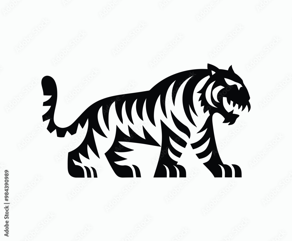 Wild animal tiger silhouette EPS vector isolated illustration template on a white background Wild animal tiger silhouette EPS vector isolated illustration template on a white background
