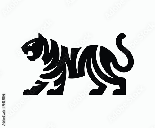 Wild animal tiger silhouette EPS vector isolated illustration template on a white background