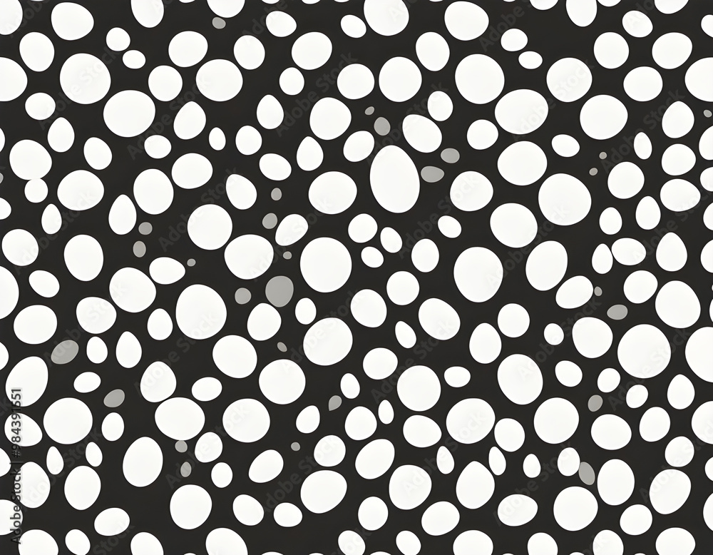 Hand Drawn Black and White Ink Polka Dot Pattern