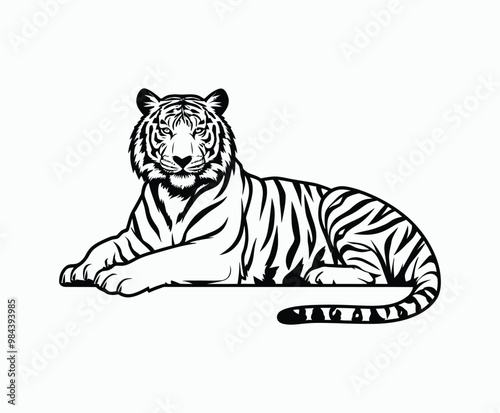 Wild animal tiger silhouette EPS vector isolated illustration template on a white background