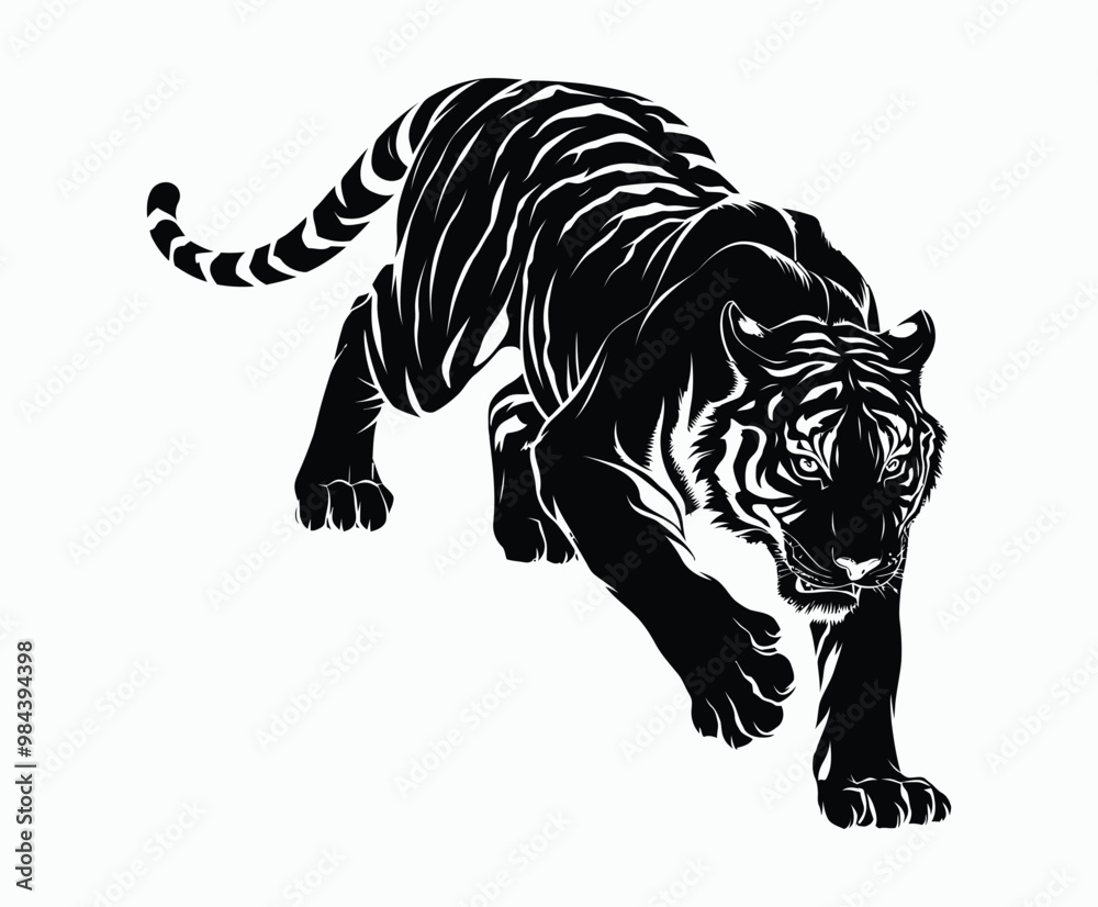 Wild animal tiger silhouette EPS vector isolated illustration template on a white background Wild animal tiger silhouette EPS vector isolated illustration template on a white background