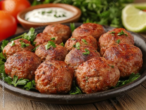 A Köfte. The most popular Turkish dishes. Turkish meatballs made from ground beef or lamb, mixed with spices and grilled or fried. They are often served with sides like rice, grilled vegetables.