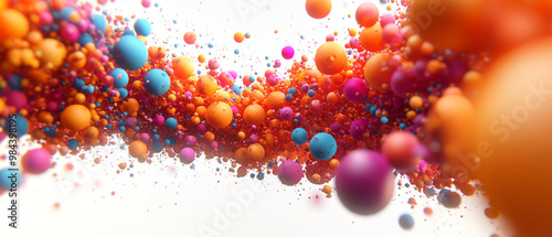 A vibrant abstract composition featuring colorful spheres in dynamic movement, creating a lively and energetic visual effect. photo