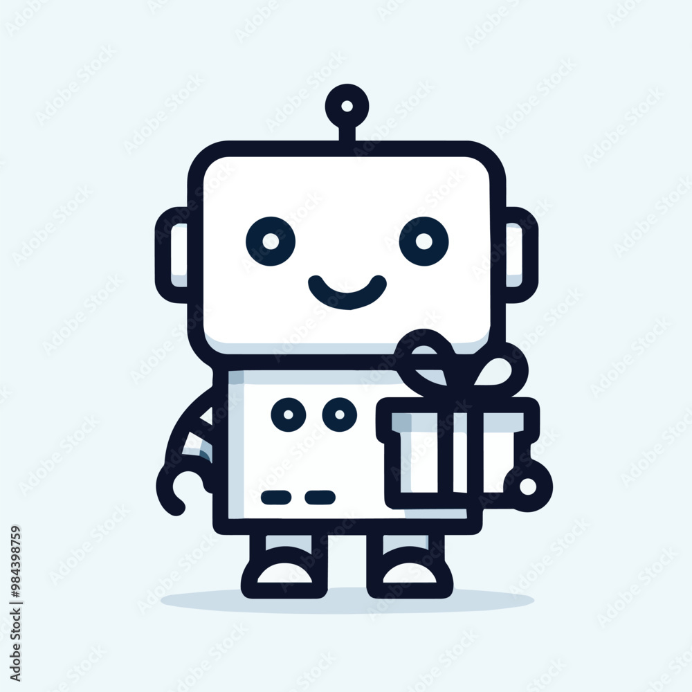 Robot holding gift box Vector illustration Robot holding gift box Vector illustration