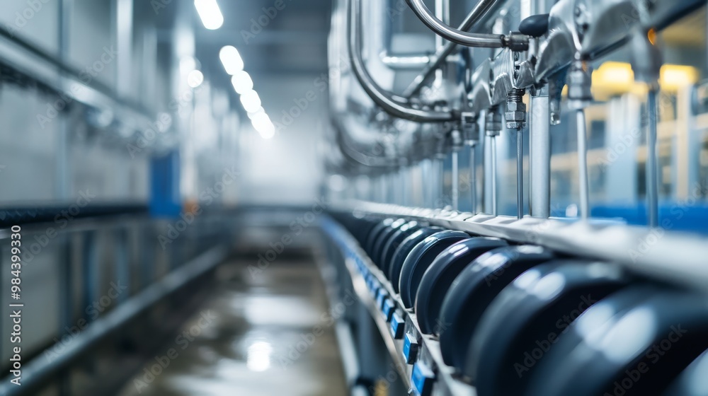 Dairy cow feeding system in a modern farm, close-up perspective, Dairy cow feeding system in a modern farm, close-up perspective,