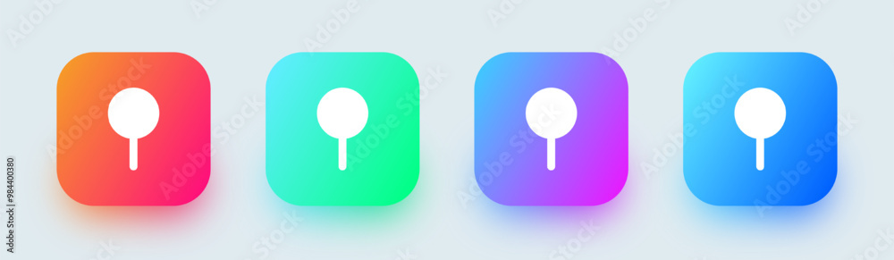 Pin solid icon in square gradient colors. Attachment signs vector illustration. Pin solid icon in square gradient colors. Attachment signs vector illustration.