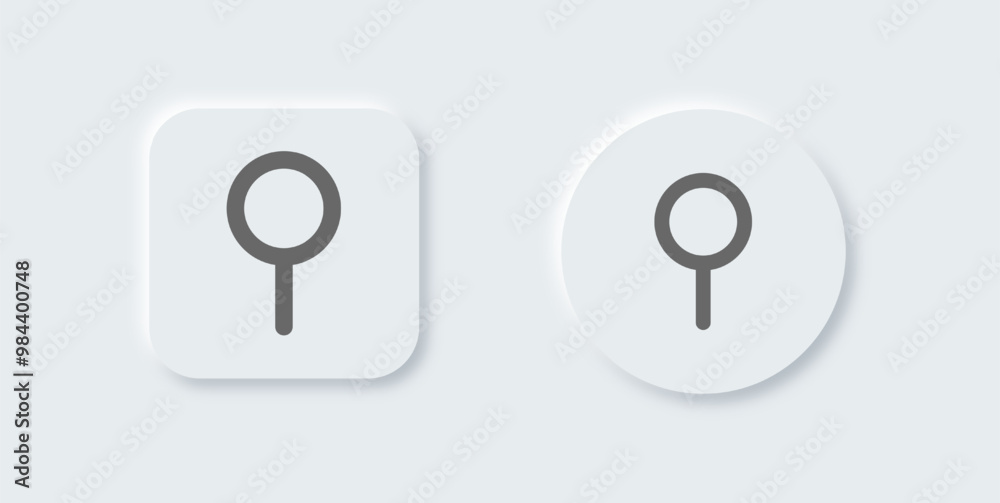 Pin line icon in neomorphic design style. Attachment signs vector illustration. Pin line icon in neomorphic design style. Attachment signs vector illustration.