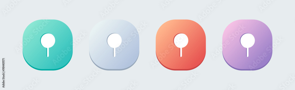 Pin solid icon in flat design style. Attachment signs vector illustration. Pin solid icon in flat design style. Attachment signs vector illustration.