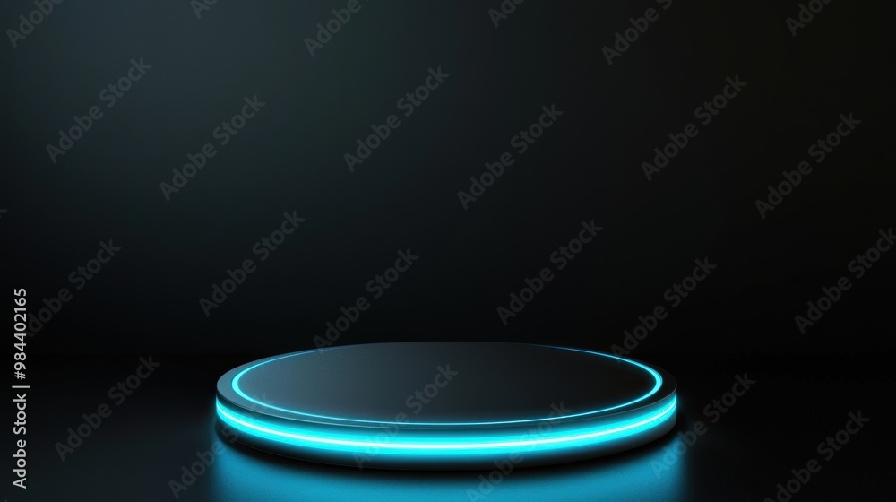 A sleek circular platform illuminated with a futuristic blue glow, set against a dark background for product displays. A sleek circular platform illuminated with a futuristic blue glow, set against a dark background for product displays.