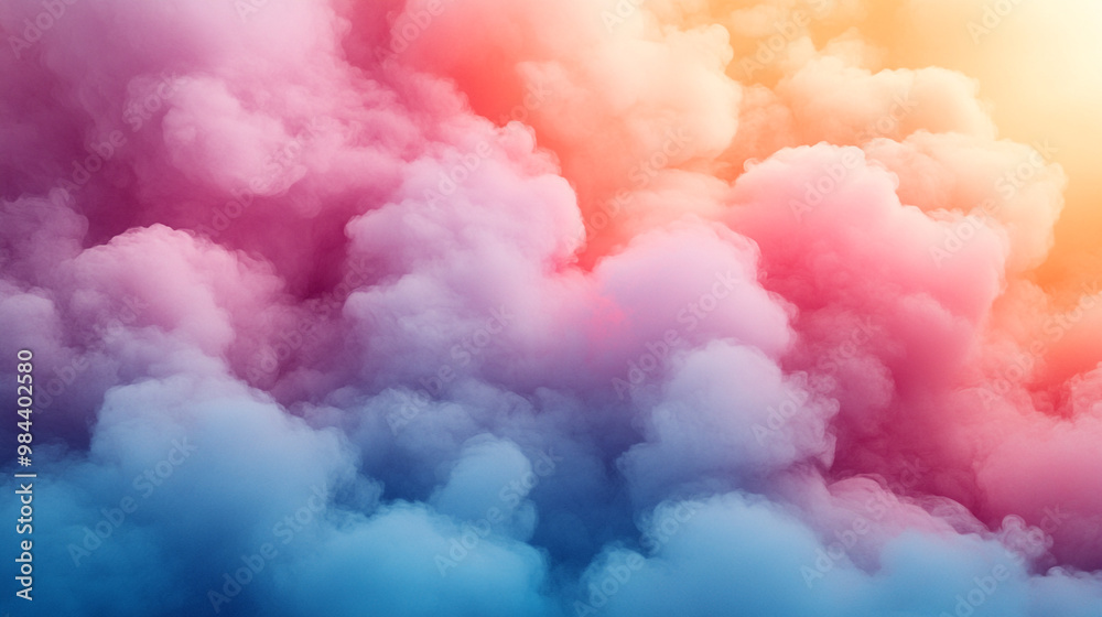 Colorful clouds blend in beautiful hues of pink, blue, and orange, creating a dreamy and serene atmosphere. Colorful clouds blend in beautiful hues of pink, blue, and orange, creating a dreamy and serene atmosphere.