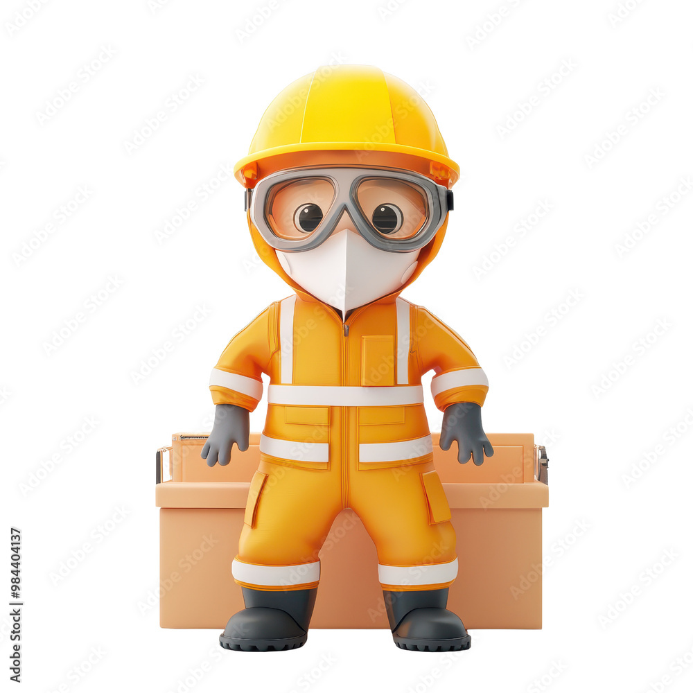 A cartoon construction worker character in safety gear, ready for a project, showcasing bright colors and a friendly demeanor., isolated on a transparent background. A cartoon construction worker character in safety gear, ready for a project, showcasing bright colors and a friendly demeanor., isolated on a transparent background.