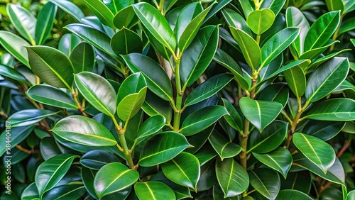 Glossy, dark green leaves of the 'ficus nitida' tree bring depth and contrast to any landscape with their unique textured foliage.