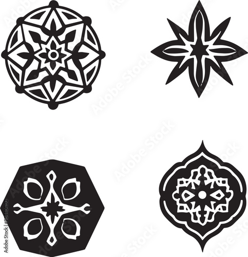 Islamic arabic star decoration icon set