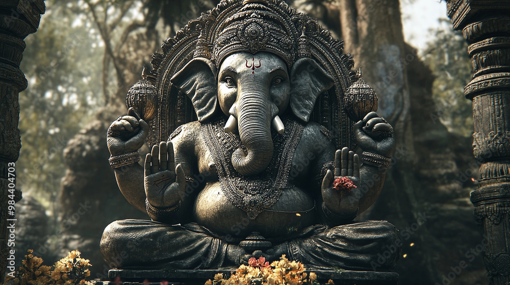 Obraz premium Old huge statue of Lord Ganesha