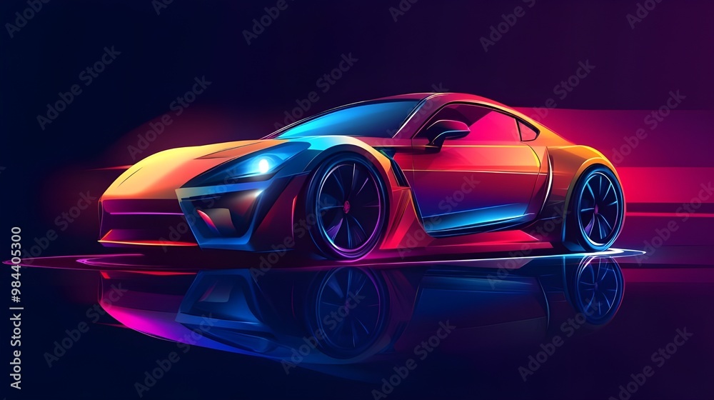 Modern Car in Sleek Low Poly Vector Style. Modern Car in Sleek Low Poly Vector Style.