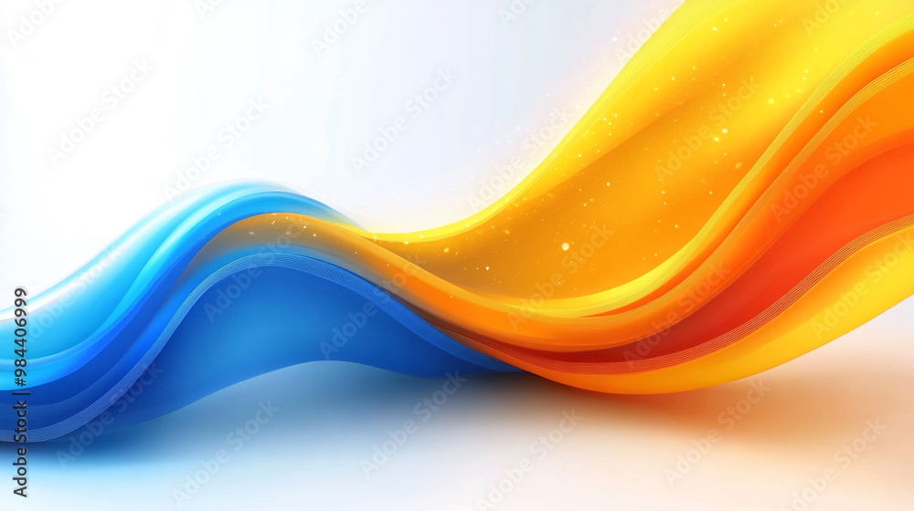 Vibrant wave design in blue and orange, creating a dynamic and ...