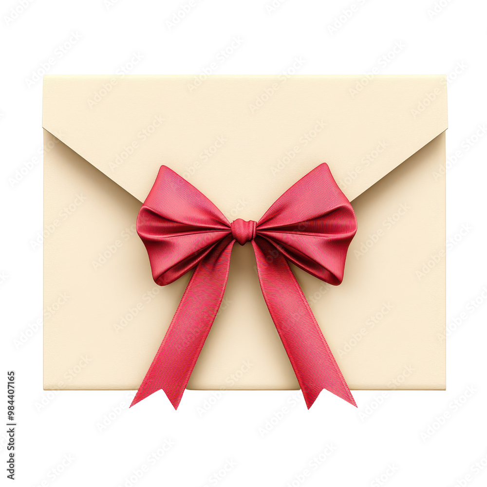 Elegant envelope with a red bow, perfect for invitations, gifts, or special announcements. A classic touch for any occasion., isolated on a transparent background. Elegant envelope with a red bow, perfect for invitations, gifts, or special announcements. A classic touch for any occasion., isolated on a transparent background.