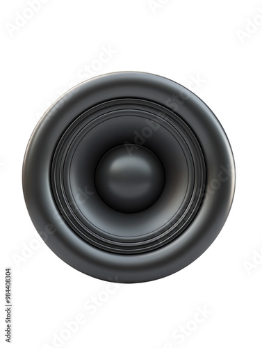 Black speaker cone isolated on a white background. PNG transparent.