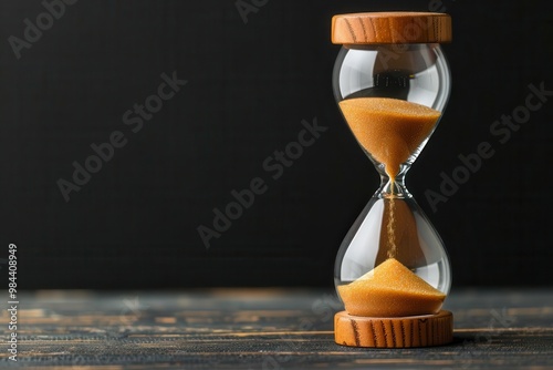 An hourglass with sand slipping through but blocked by tariffs and sanctions, trade time limit, economic restriction visual