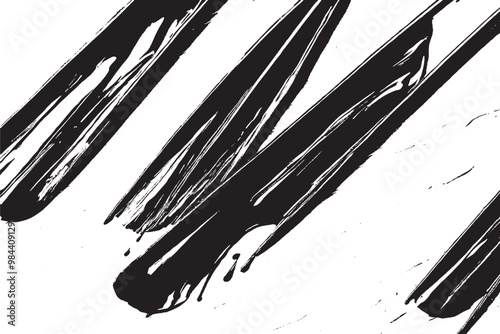 Monochrome Paint Brush Strokes Flat Lay on Surface