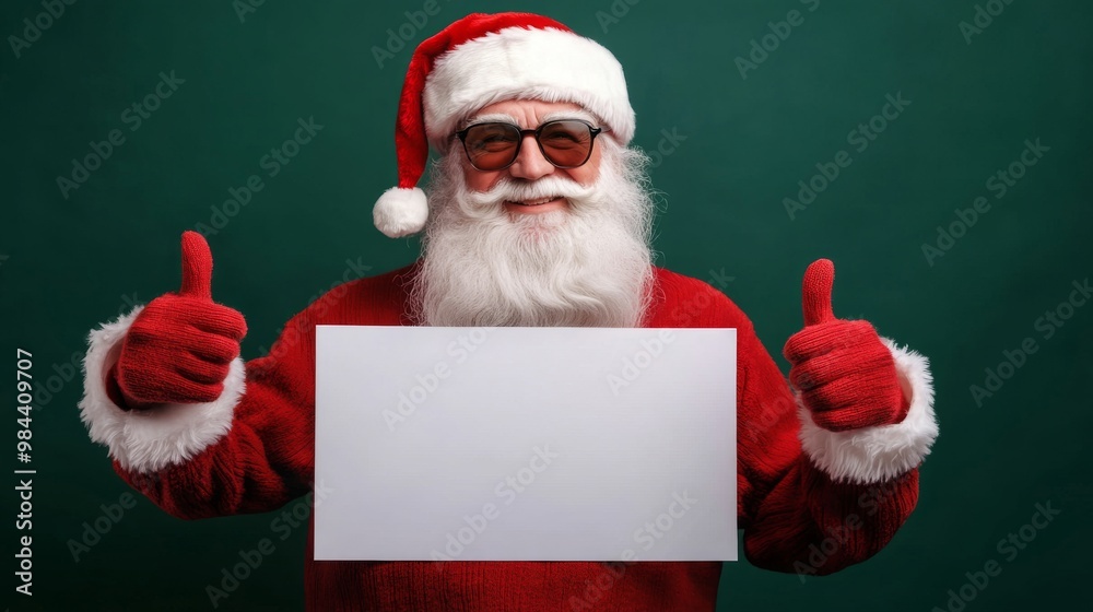Naklejka premium Santa Claus with blank sign