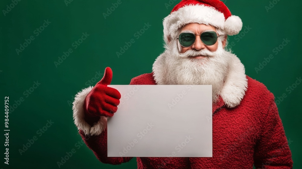 Naklejka premium Santa Claus with blank sign