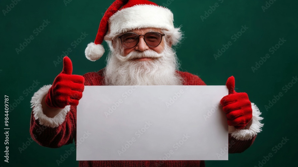 Naklejka premium Santa Claus with blank sign