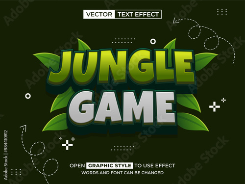 jungle game editable text, font effect, 3d text for title