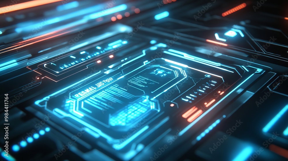 Fototapeta premium High-Tech Cyber Monday Brochure with Digital Interface and Neon Lighting